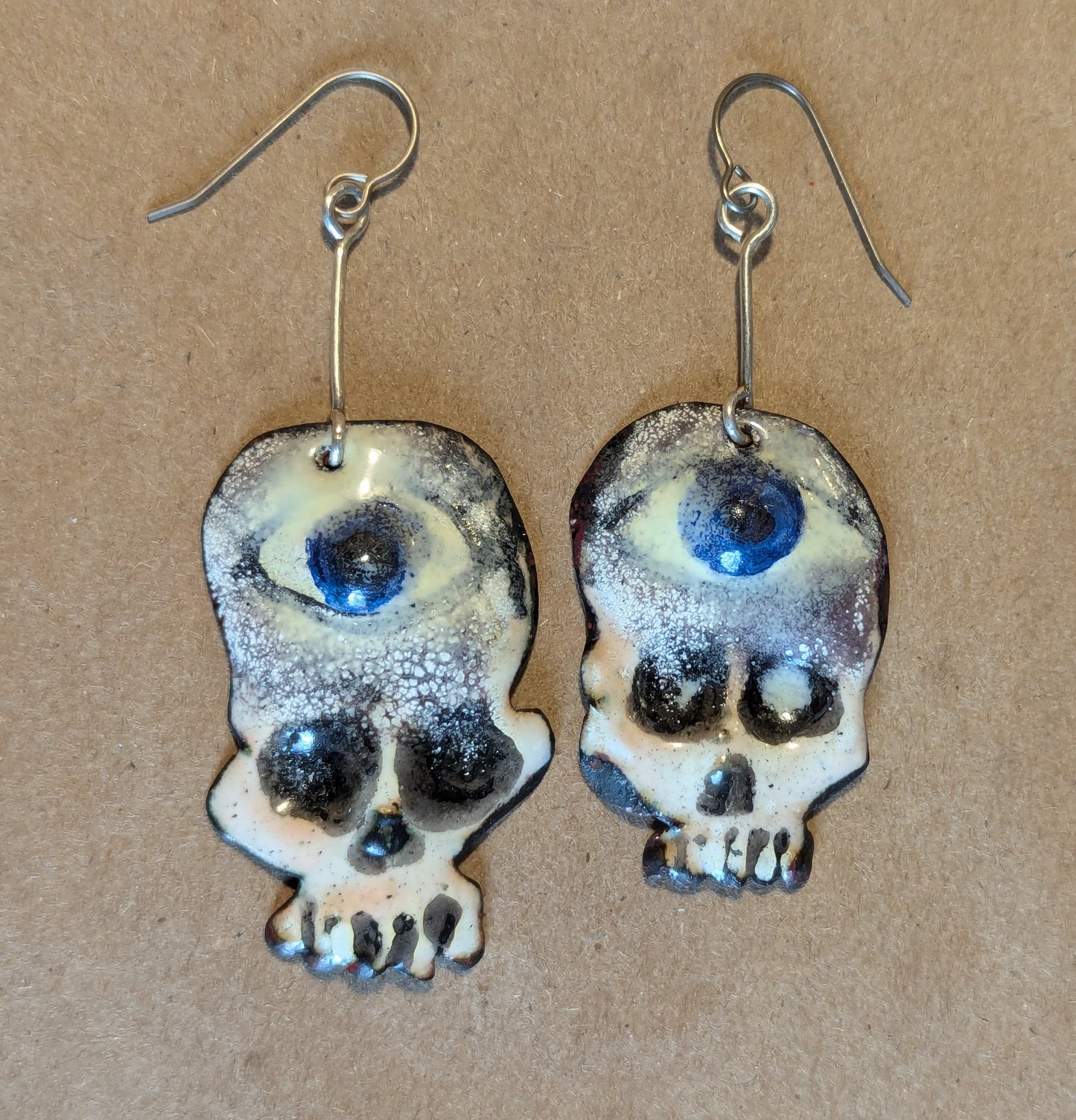 Eyeball Skully. Wards against the evil eye and death. Enameled copper